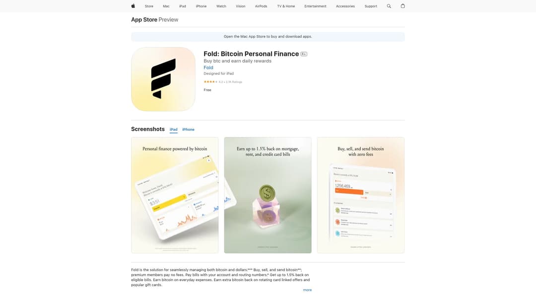 Fold: Bitcoin Personal Finance
