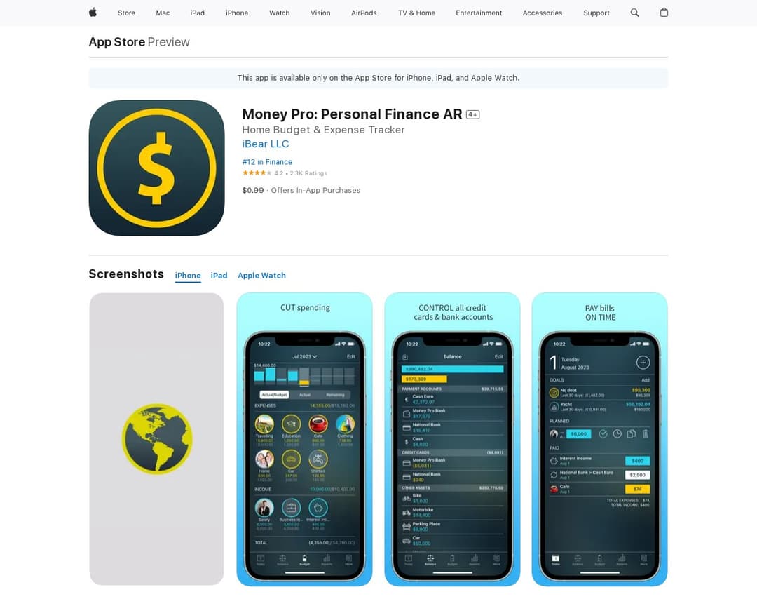 Money Pro: Personal Finance AR