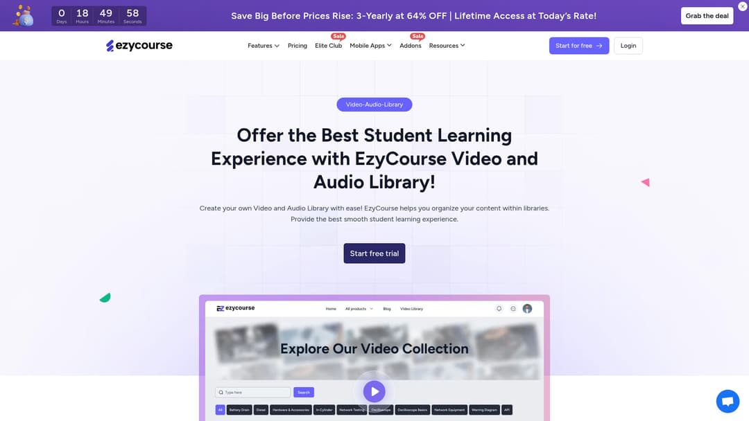 Video and Audio libraryExpand Revenue Generation with EzyCourse Content Libraries