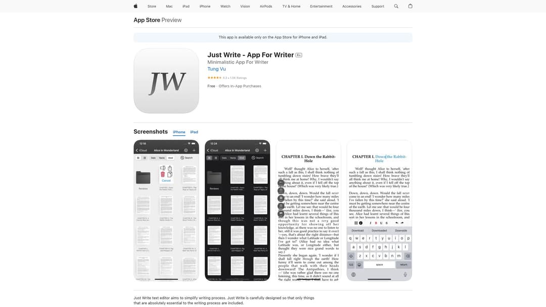 Just Write - App For Writer