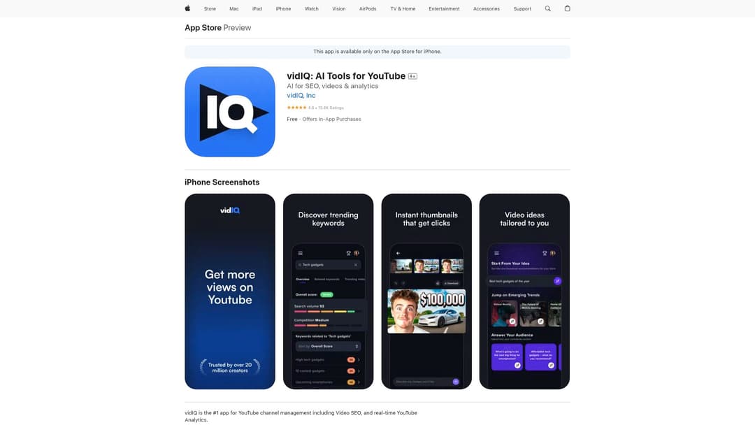 vidIQ: AI Tools for YouTube Photo & Video