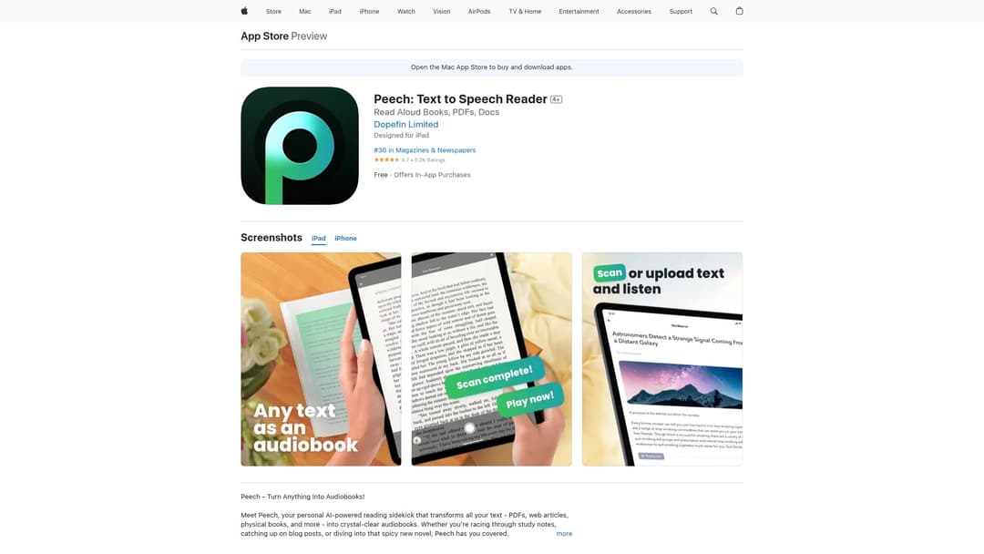 Peech: Text to Speech Reader