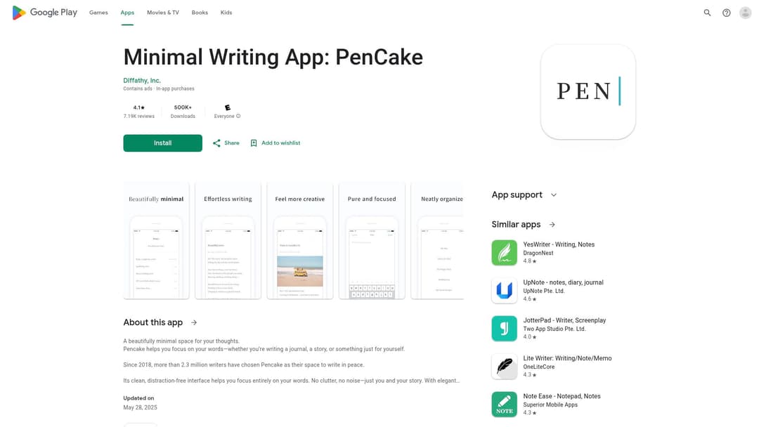 Minimal Writing App: PenCake