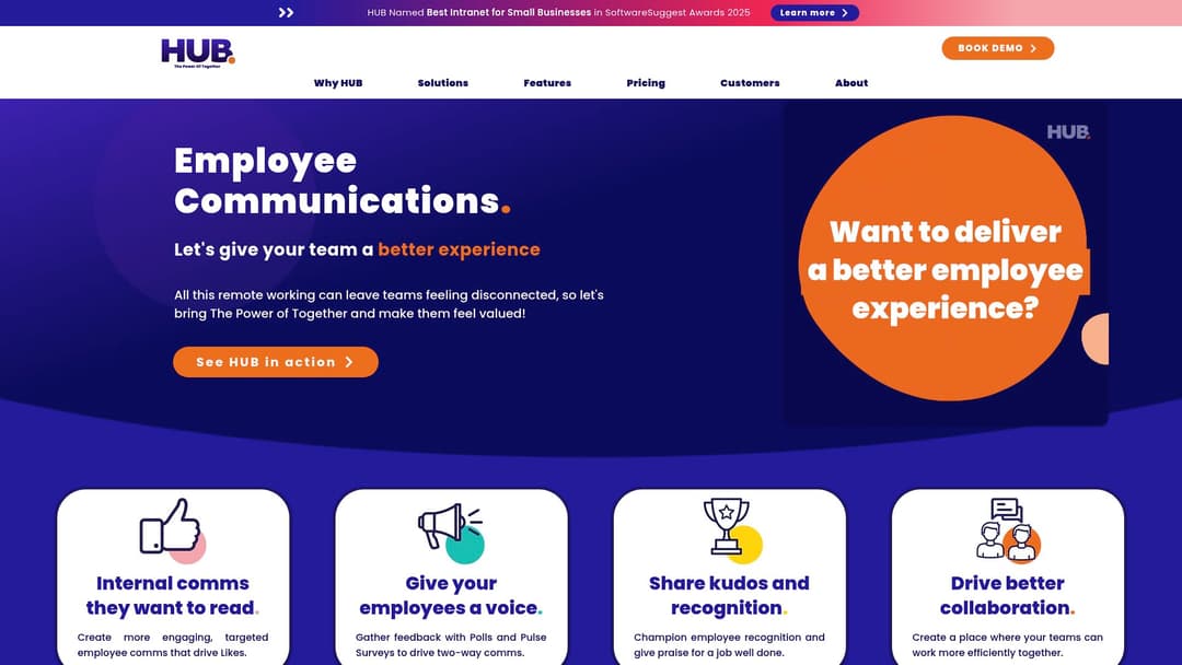 Hub's intranet software keeps your team connected, engaged, and informed across various devices.