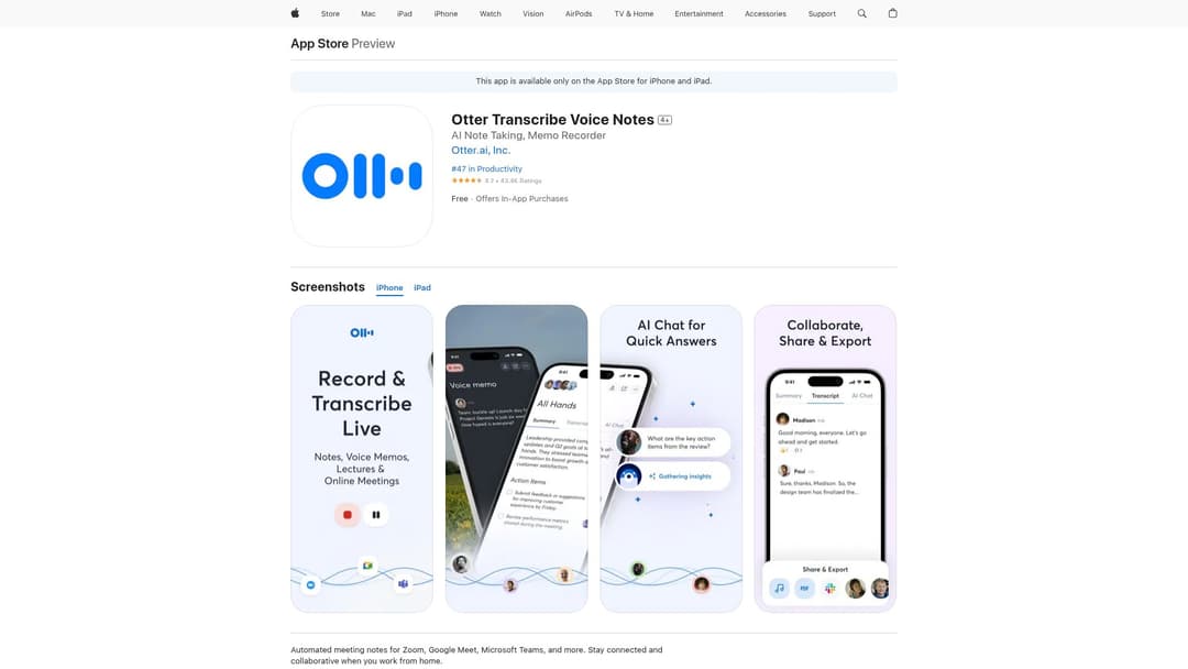Otter Transcribe Voice Notes