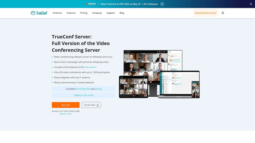 TrueConf ServerUltraHD meeting server with powerful integration and collaboration capabilities.