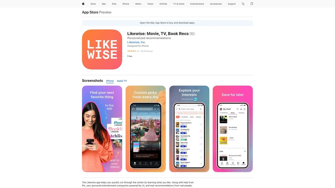 Likewise: Movie, TV, Book Recs