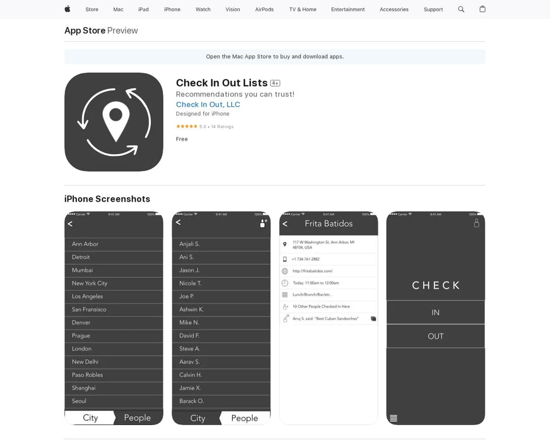 Check In Out Lists