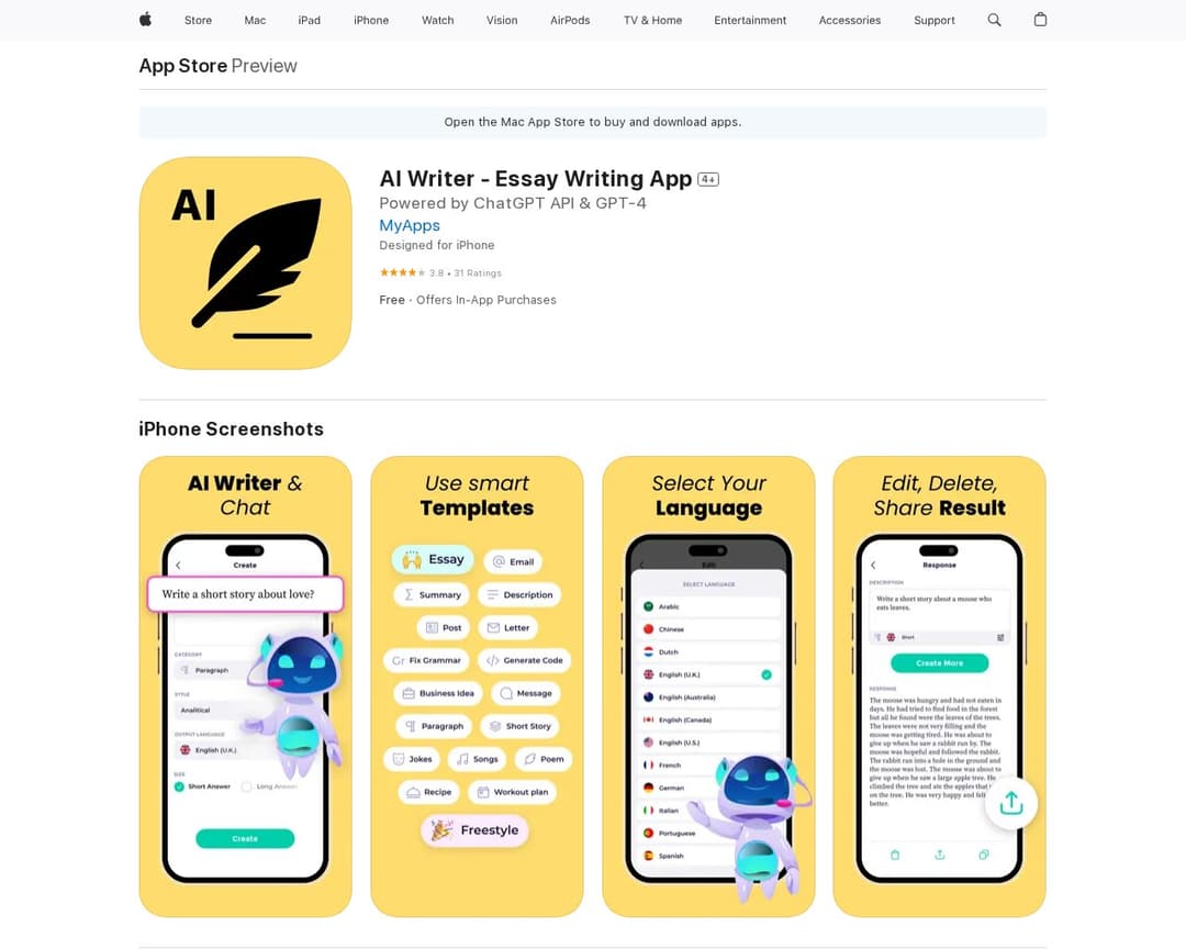 AI Writer - Essay Writing App