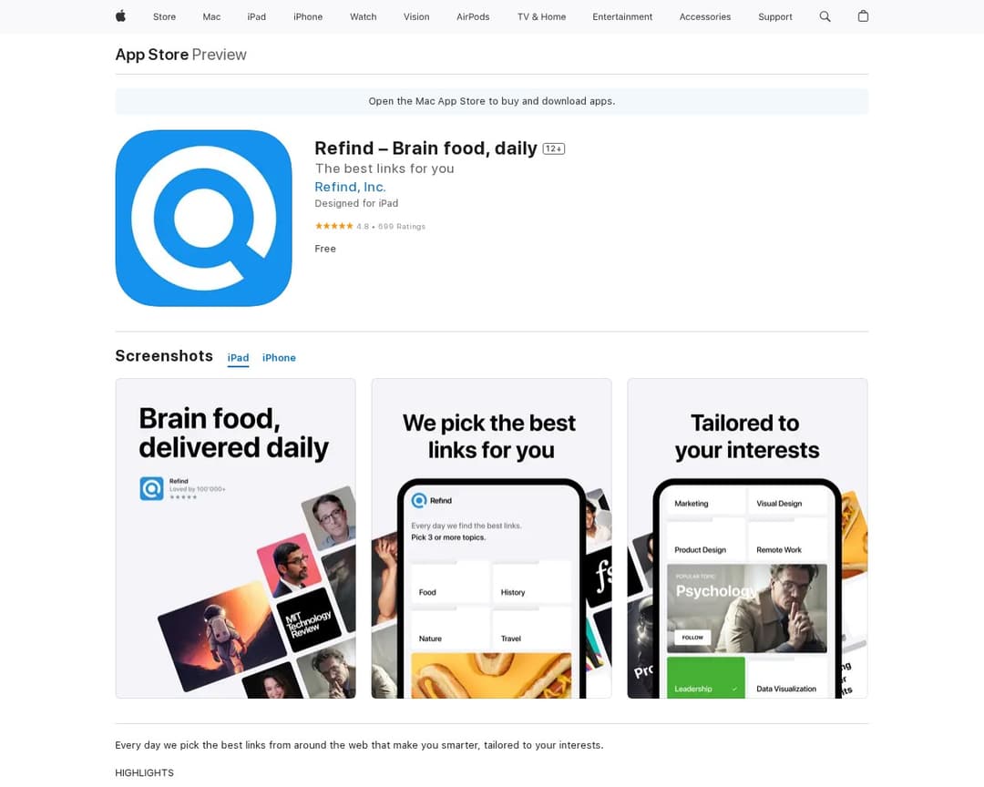 Refind – Brain food, daily