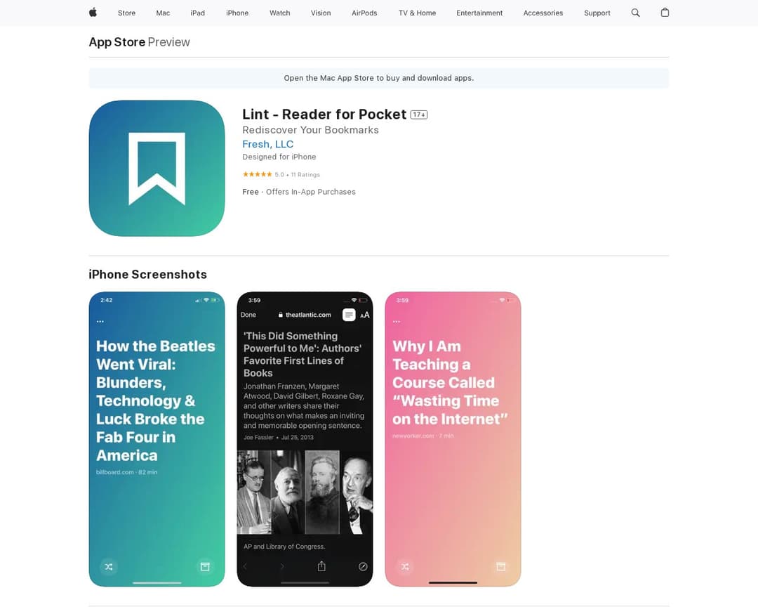 Lint - Reader for Pocket