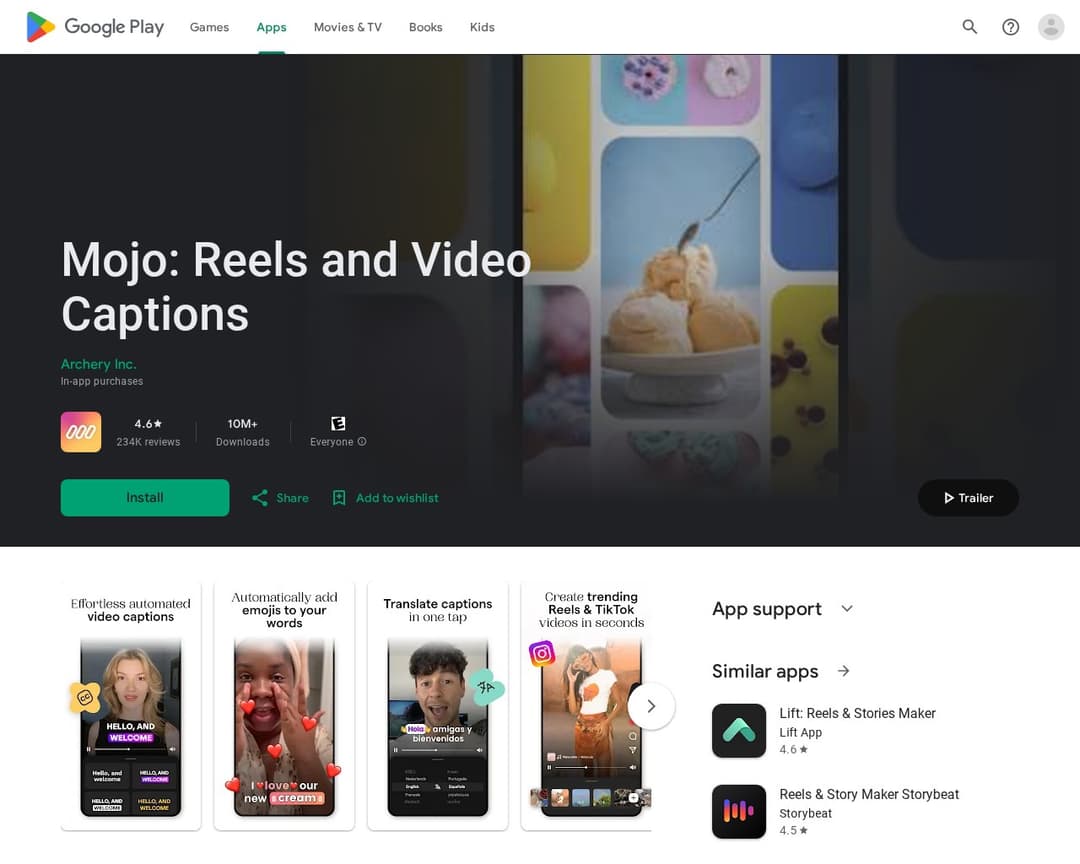 Mojo: Reels and Video Captions