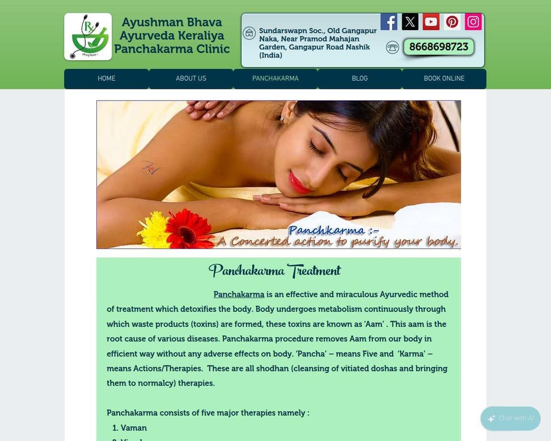 Ayushman Bhava Ayurveda Keraliya Panchakarma Clinic