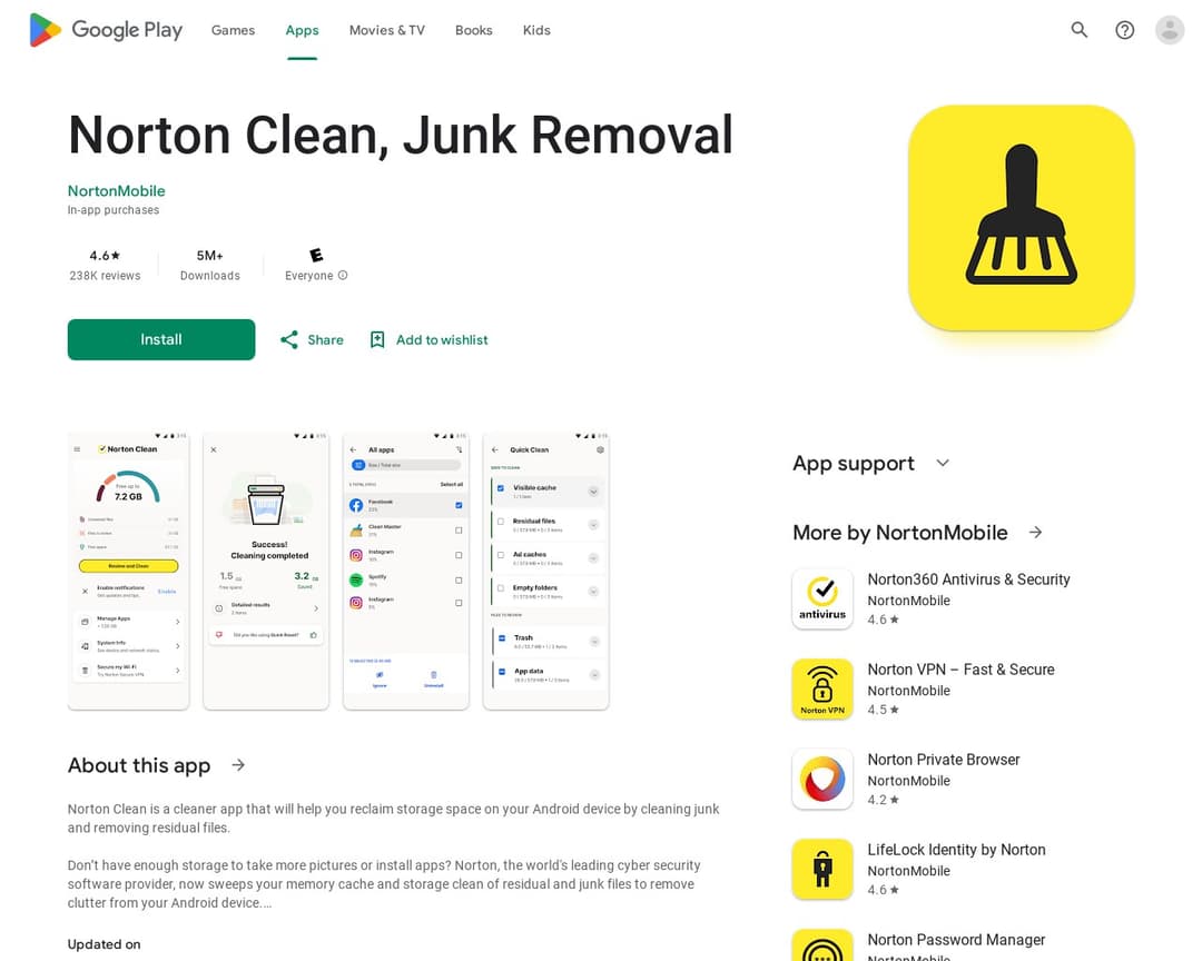 Norton Clean, Junk Removal