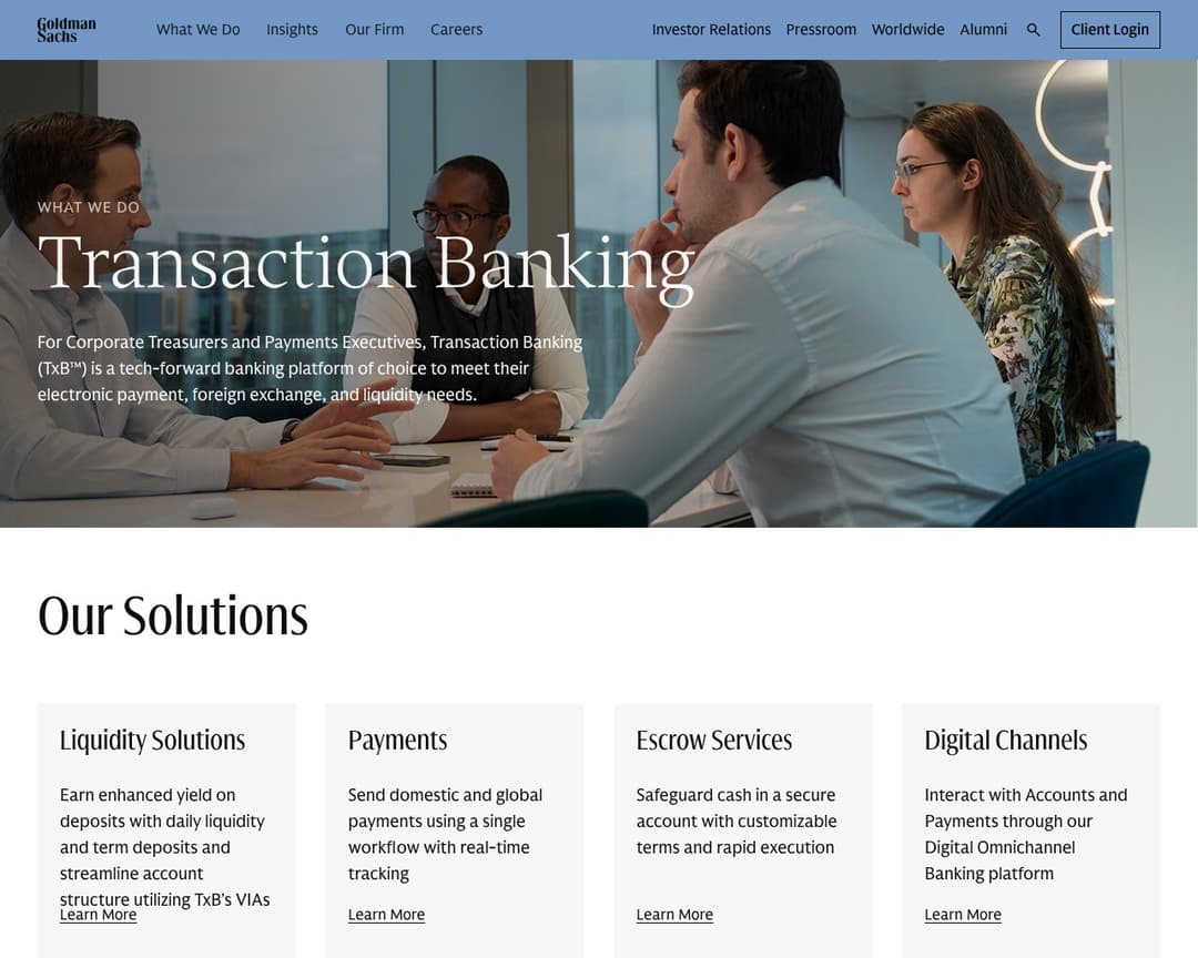 Goldman Sachs Transaction Banking (TxB)