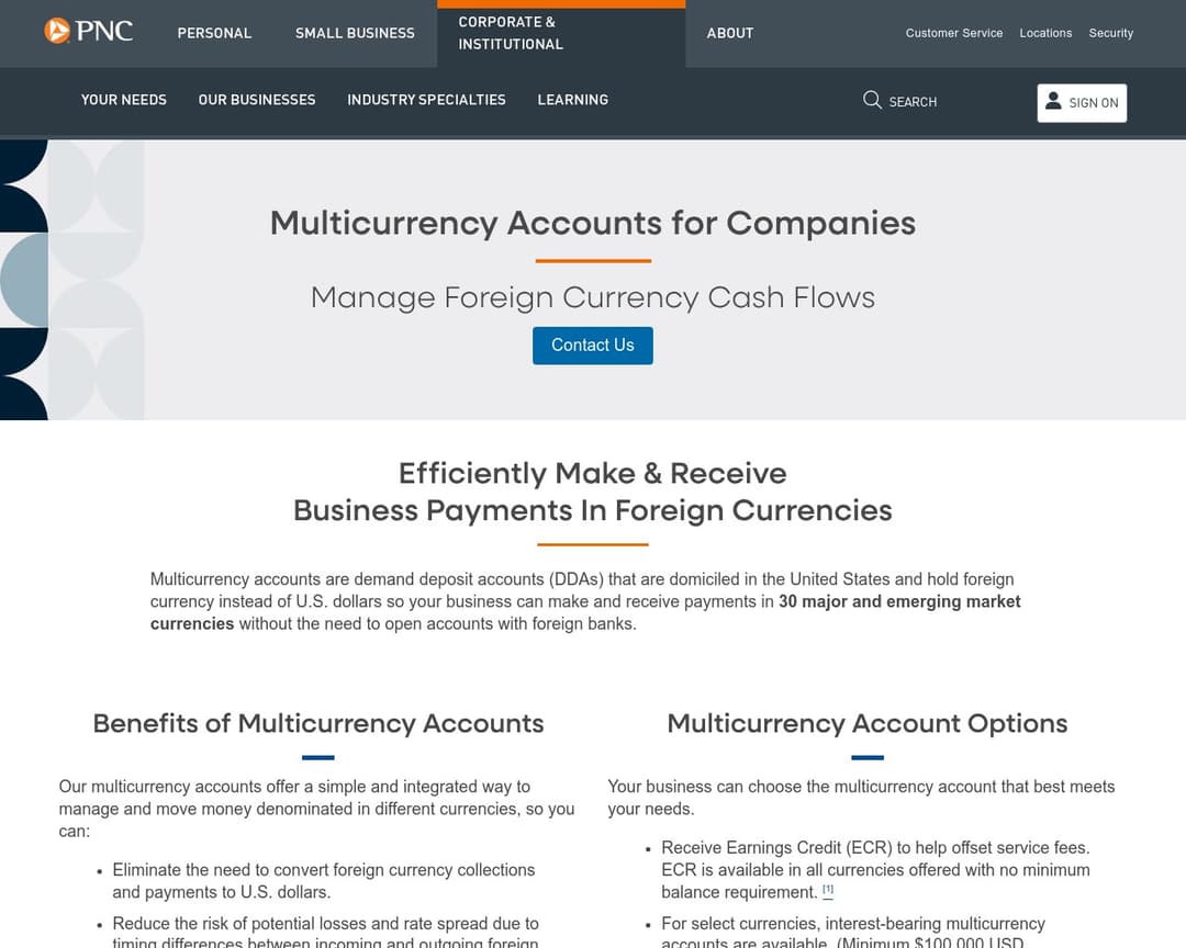 PNC Multicurrency Account