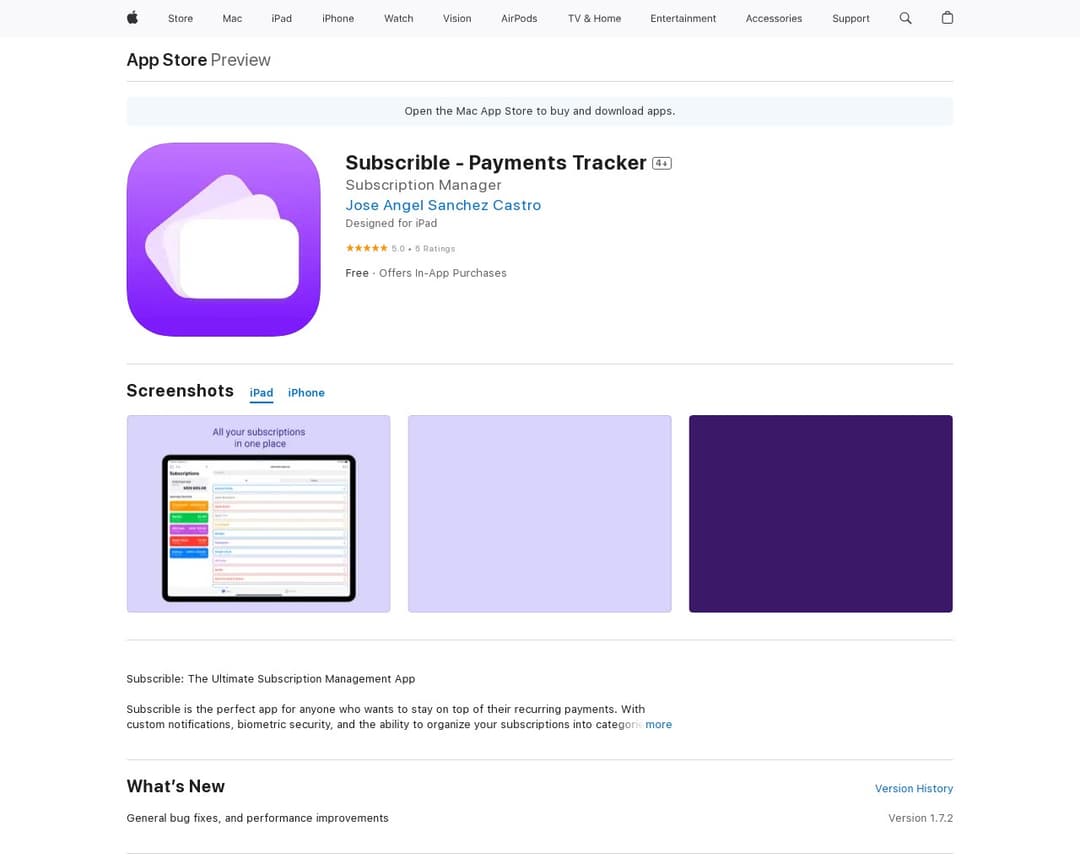 Subscrible - Payments Tracker