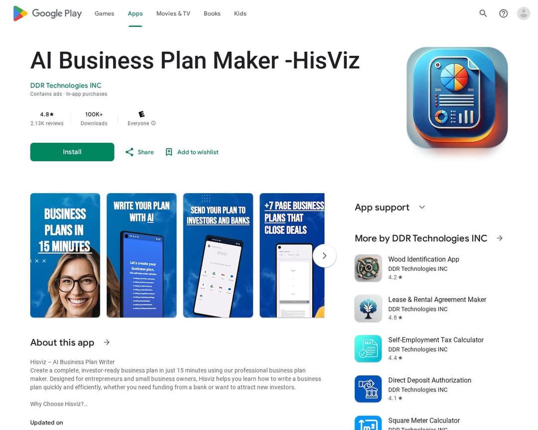 AI Business Plan Maker -HisViz