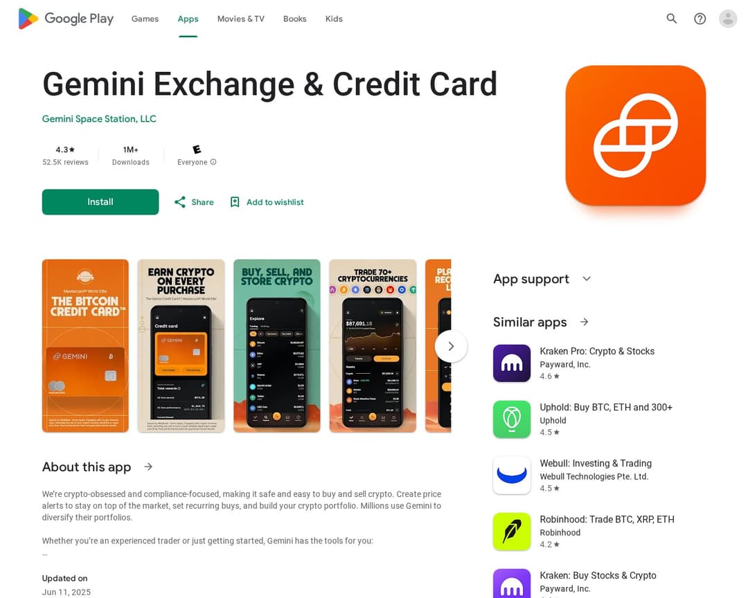 Gemini Exchange & Credit Card