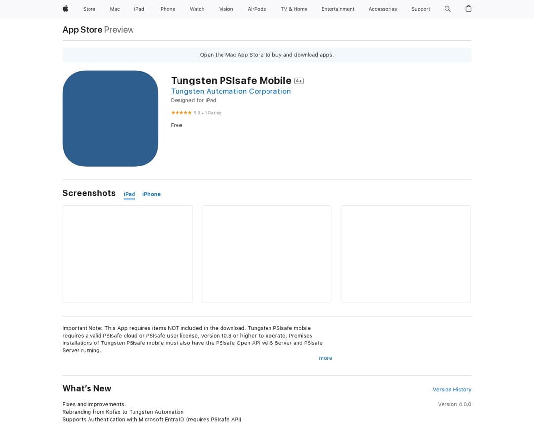 Tungsten PSIsafe Mobile