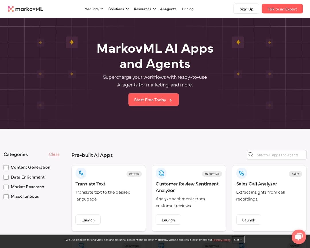 MarkovML AI Apps and Agents