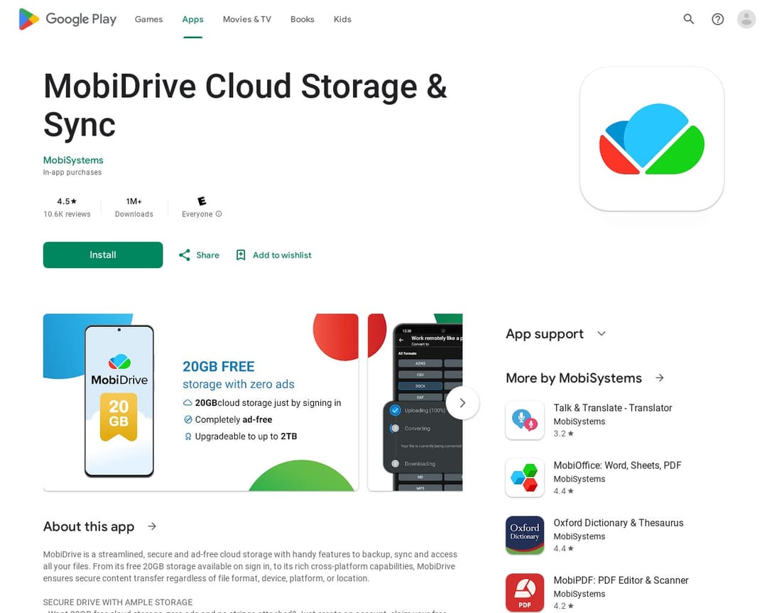 MobiDrive Cloud Storage & Sync