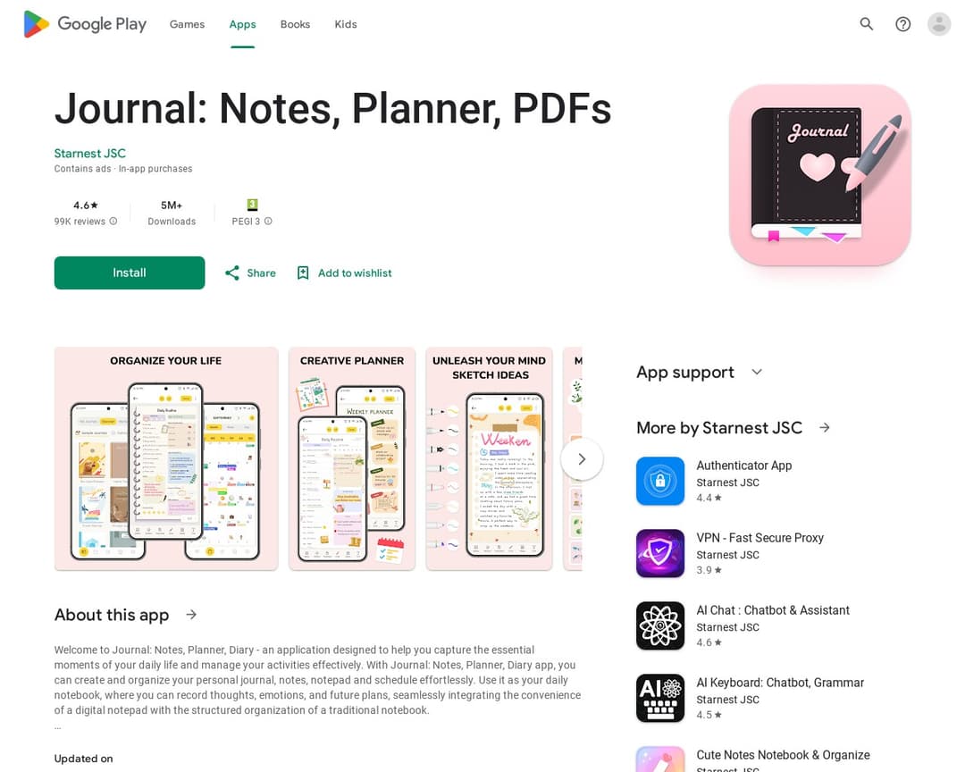 Journal: Notes, Planner, PDFs