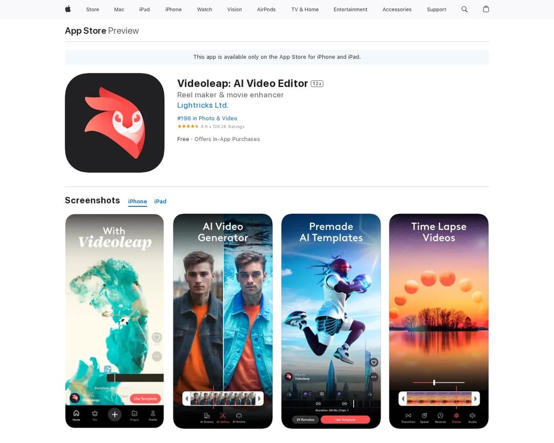 Videoleap: AI Video Editor
