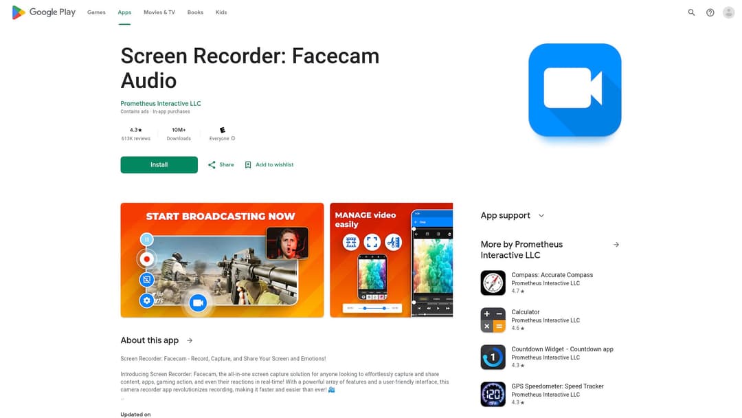 Screen Recorder: Facecam Audio