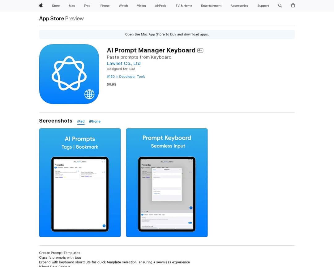 AI Prompt Manager Keyboard