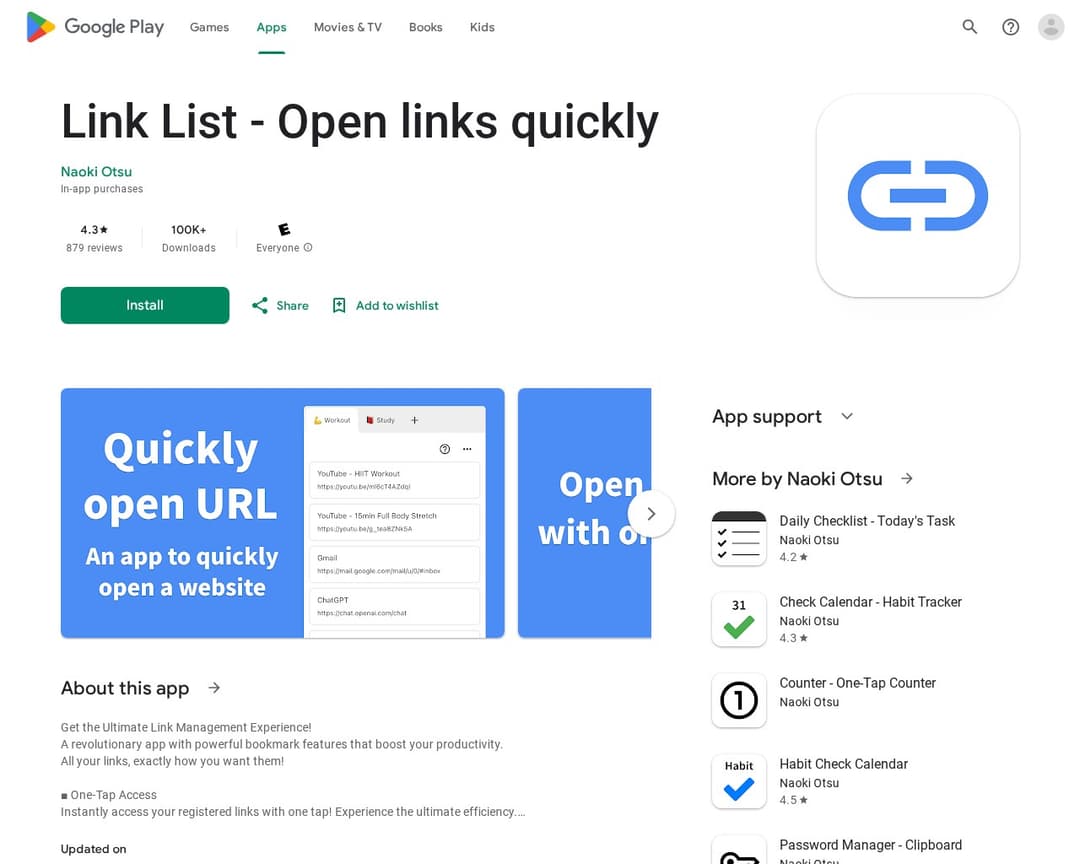 LinkList - Open links quickly