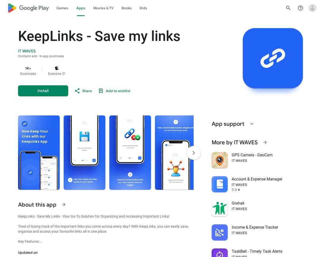 KeepLinks - Save my links