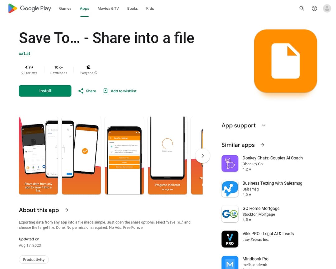 Save To… - Share into a file