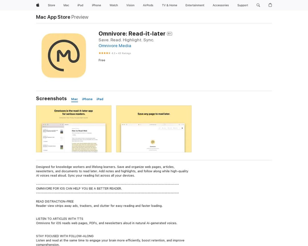 Omnivore: Read-it-later