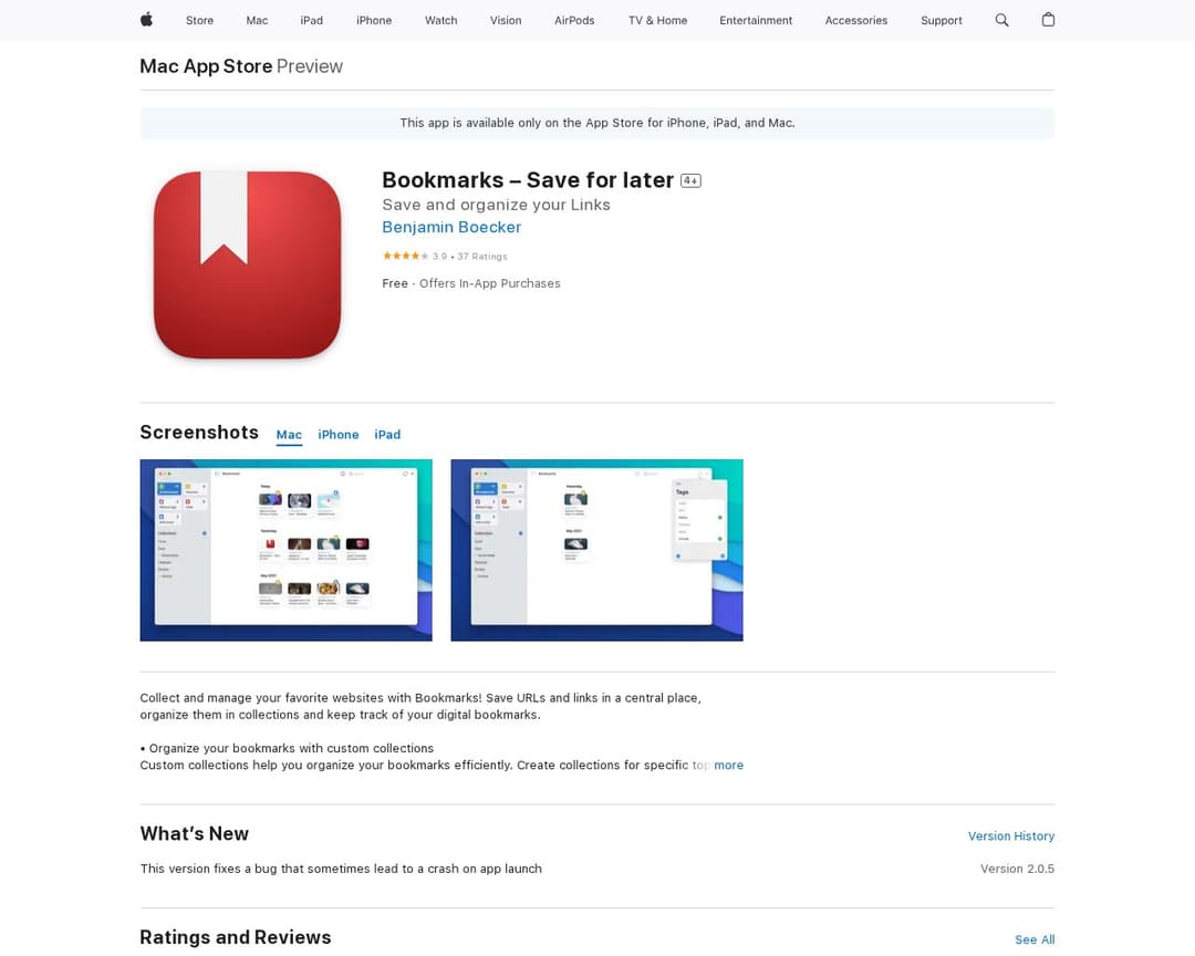 Bookmarks – Save for later