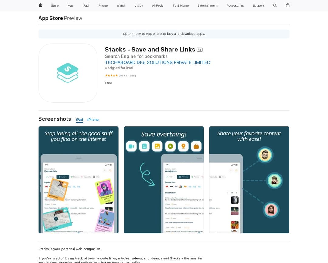 Stacks - Save and Share Links