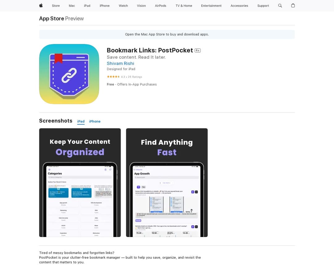 Bookmark Manager: PostPocket