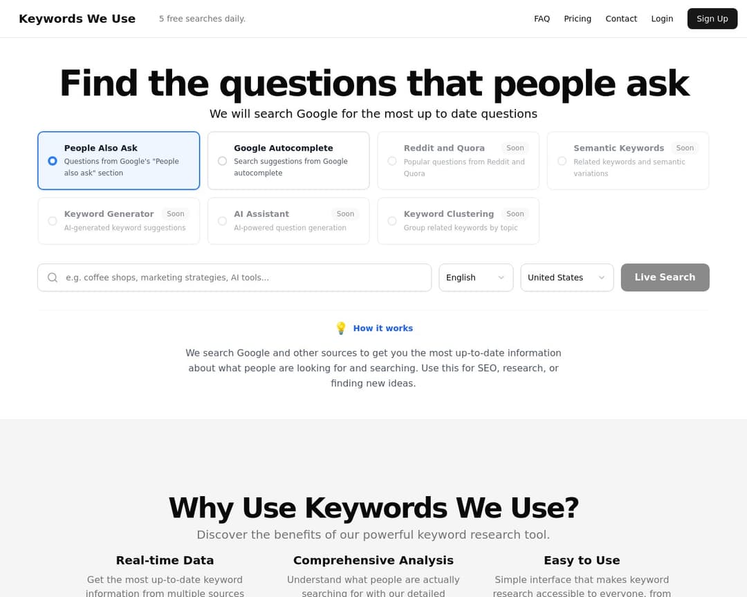 Keywords We Use