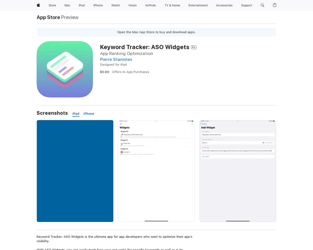 Keyword Tracker: ASO Widgets