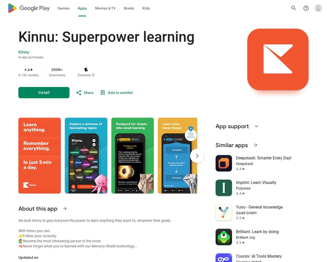 Kinnu: Superpower learning