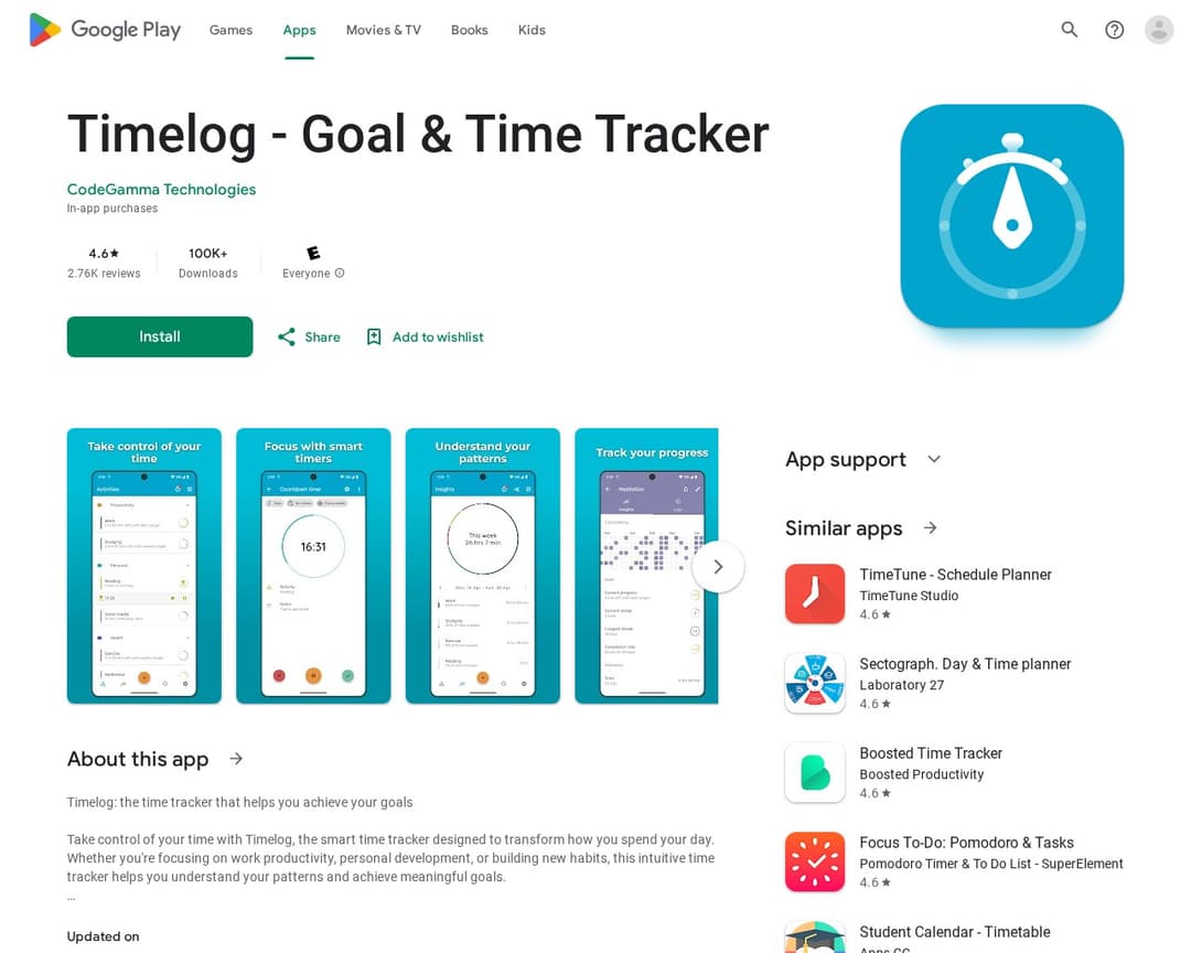 Timelog - Goal & Time Tracker