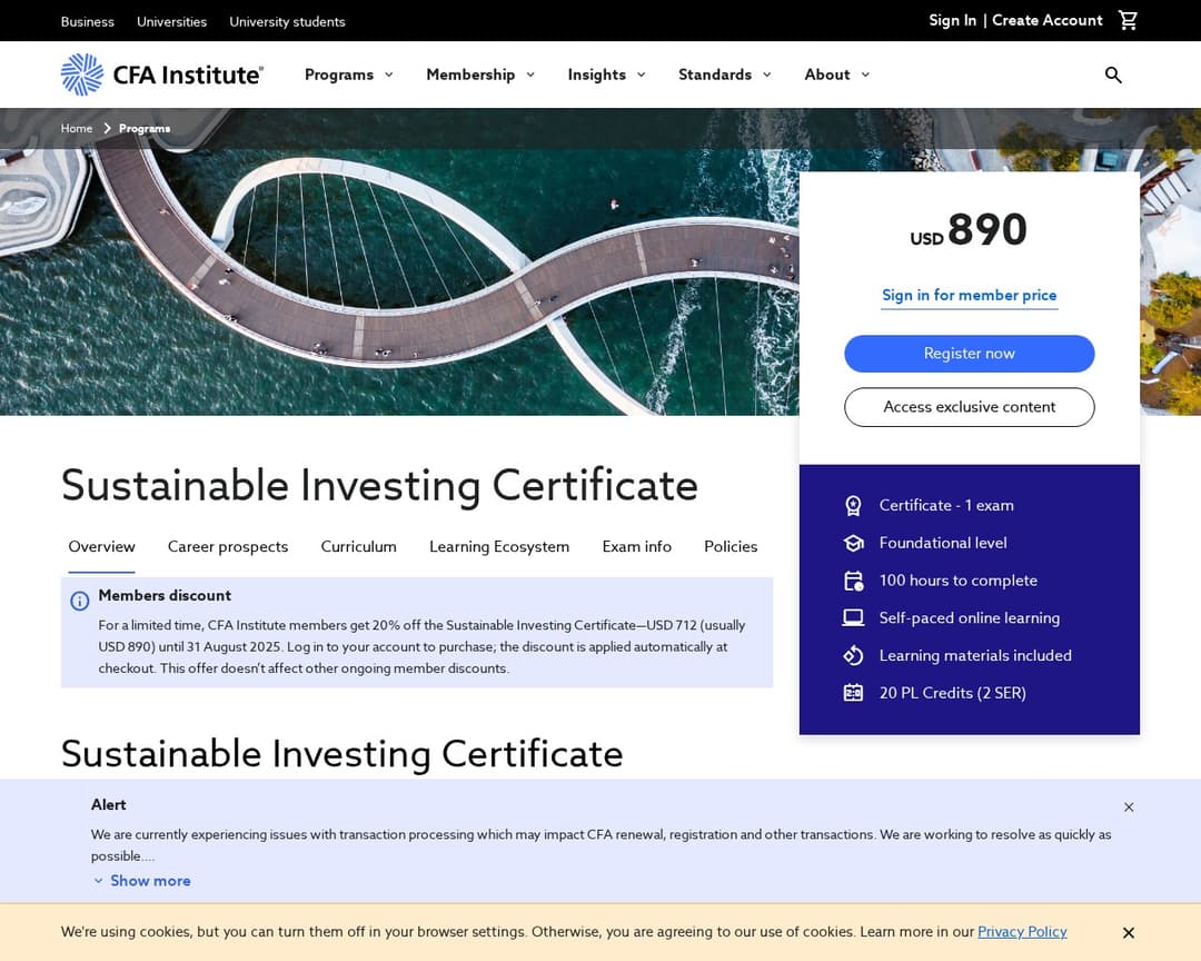 Sustainable Investing Certificate