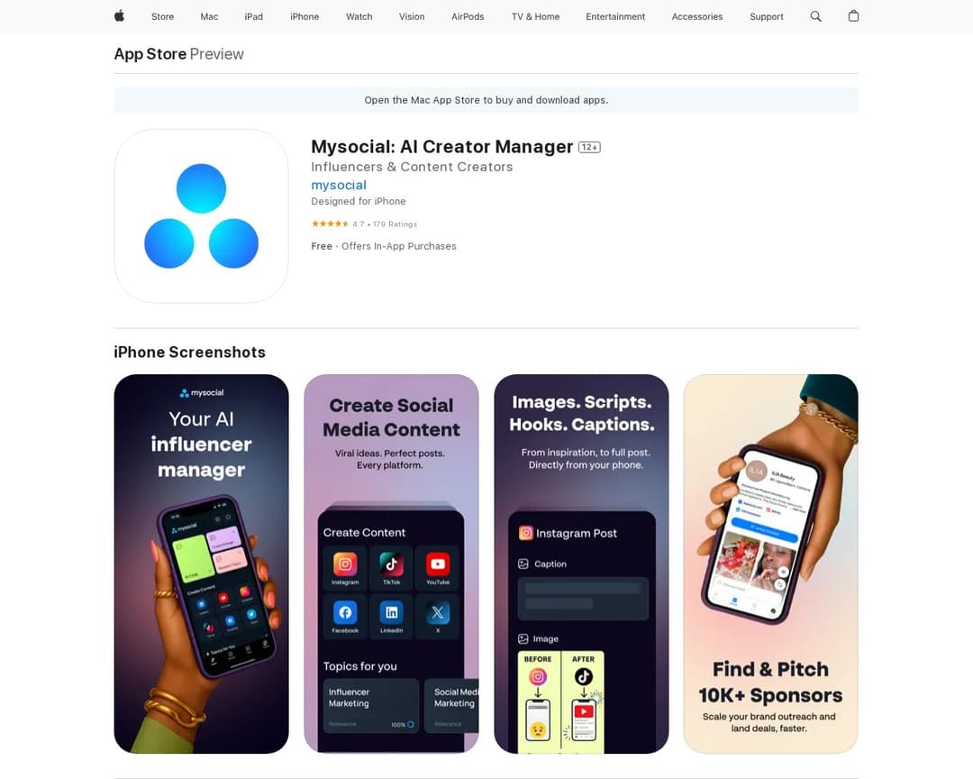 Mysocial: AI Creator Manager