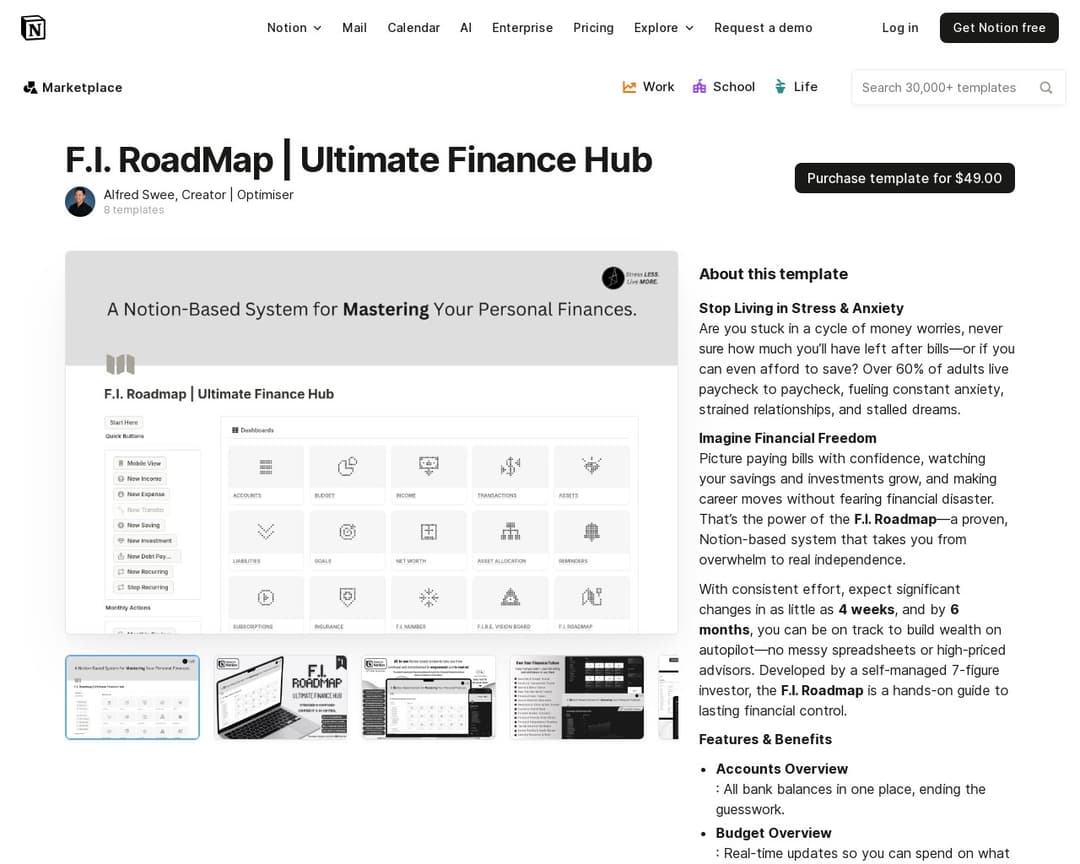 F.I. RoadMap | Ultimate Finance Hub Template by Alfred Swee