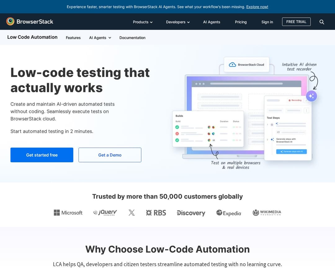 BrowserStack Low-Code Automation