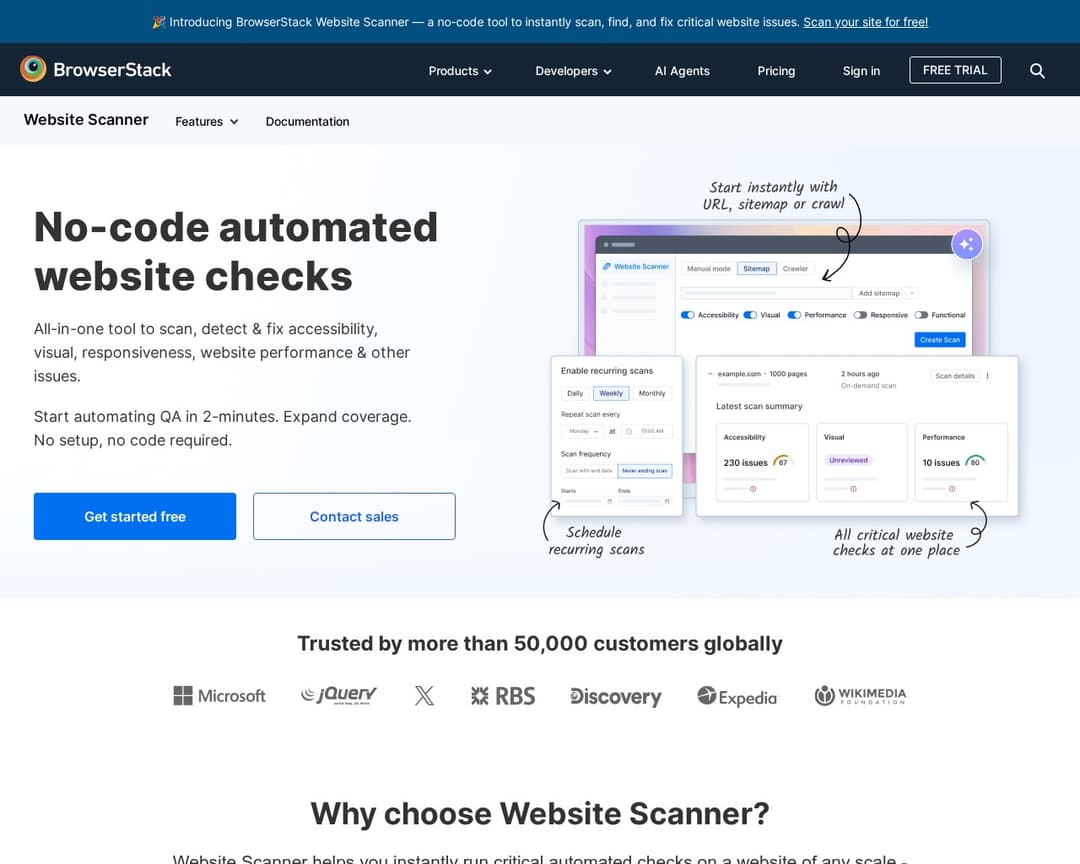 BrowserStack Website Scanner