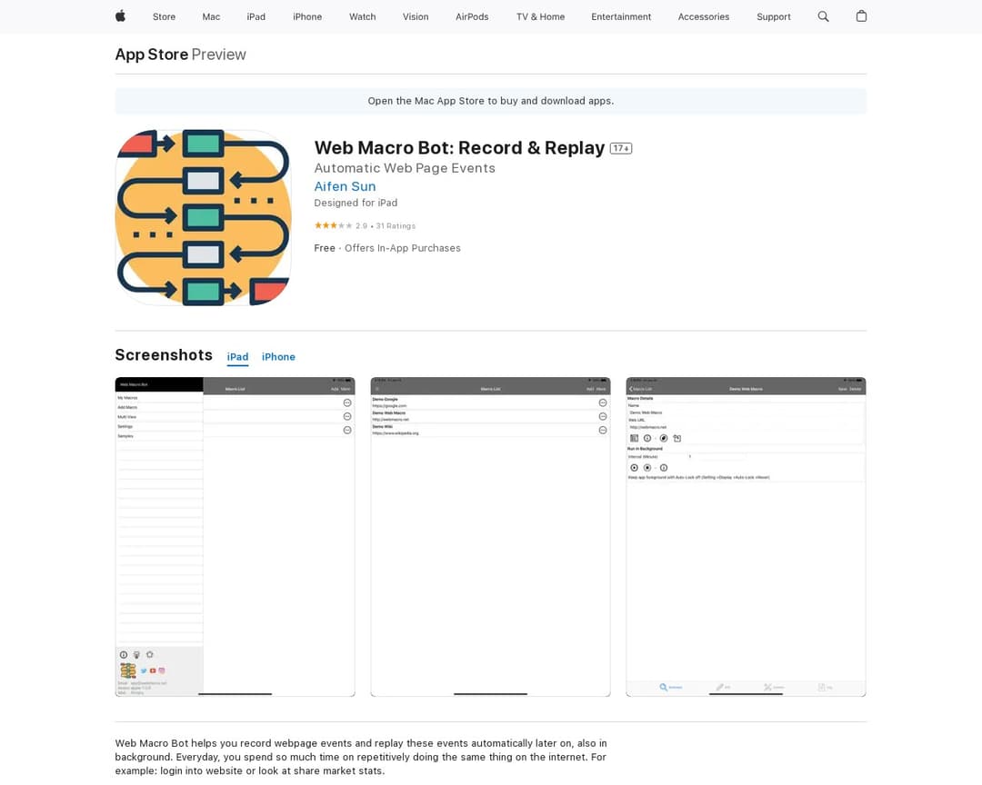 Web Macro Bot: Record & Replay
