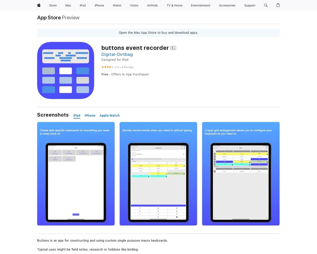 buttons event recorder