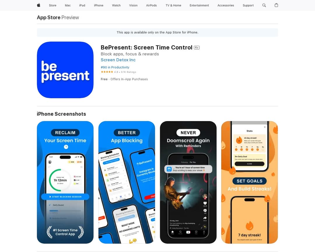 BePresent: Screen Time Control