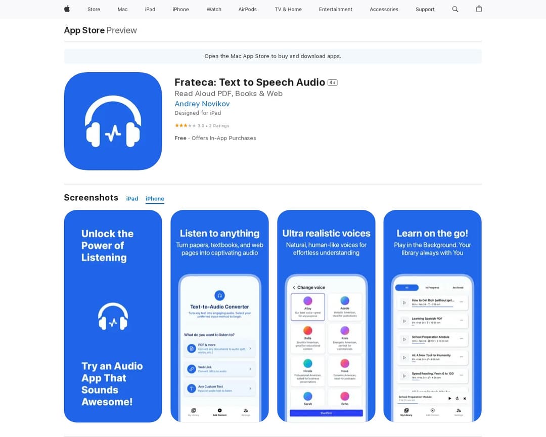 Frateca: Text to Speech Audio